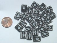 25 3x13x10mm Black with Silver Club Cards Pendant Drops